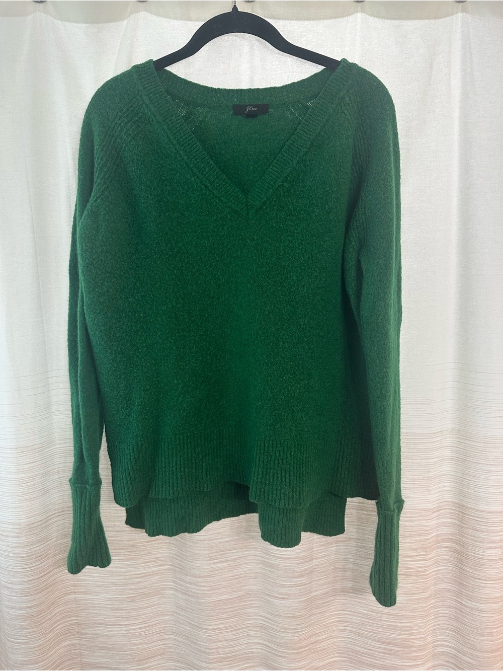 J. Crew Emerald Green V-Neck Wool Blend Sweater Size S